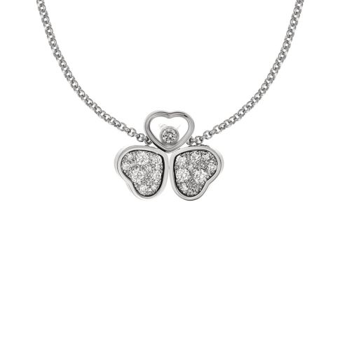 Chopard Happy Hearts Wings Halskette, Ethisches Weissgold, Diamanten – Front