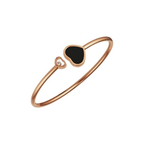 Chopard Happy Hearts Armreif, Ethisches Roségold, Diamant, Onyx – Einsicht