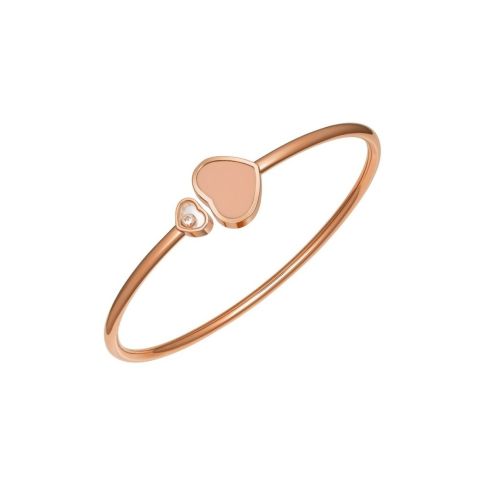 Chopard Happy Hearts Armreif, Ethisches Roségold, Diamant, Rosa Stein – Einsicht