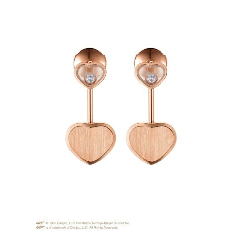 Chopard Happy Hearts Golden Hearts Ohrringe, Ethisches Roségold, Diamanten – Front